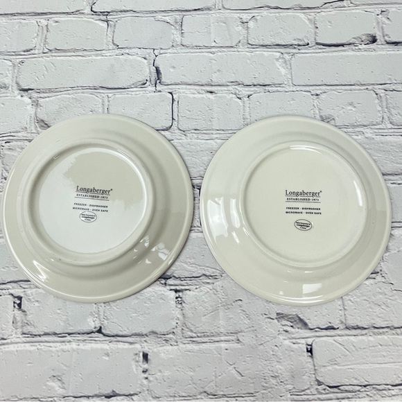 Longaberger Pottery Bluster the Snowman with Basket Holiday Snack 2 Plates - Picture 4 of 6